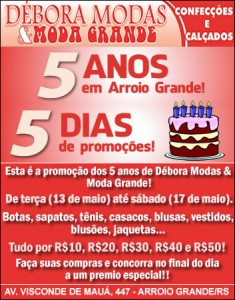 debora modas promo 5 ANOS