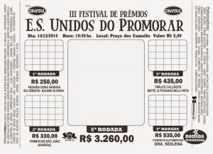 CARTELA DO BINGO E. S. UNIDOS DO PROMORAR 2015