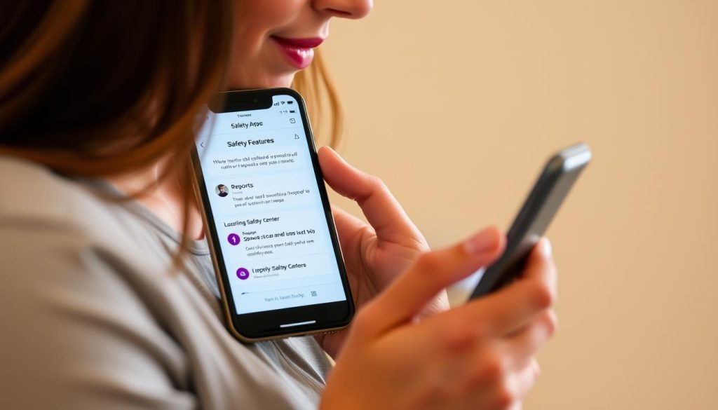 Person using safety features on a dating app